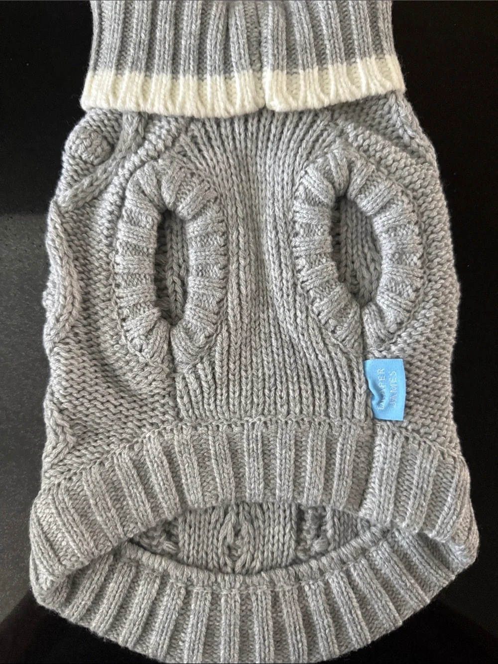 Gray Cable-Knit Pet Sweater